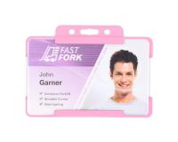 Pink Single-Sided Open Faced ID Card Holders - Landscape (Pack of 100)